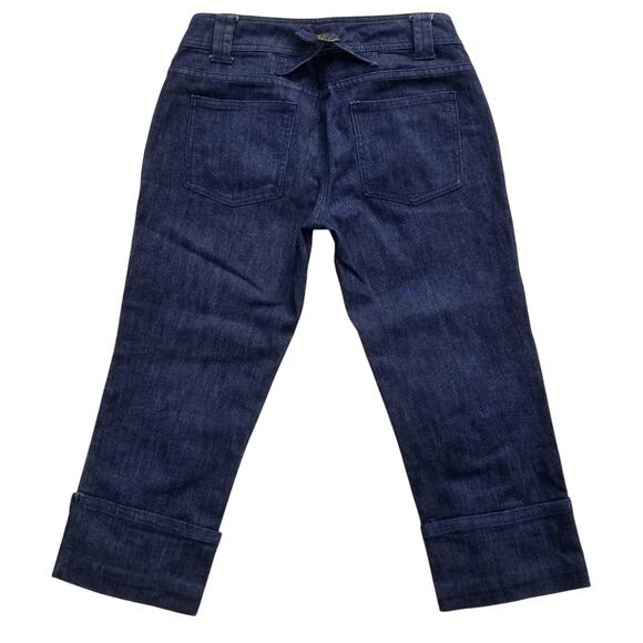 Cinch Buckle Back Capri Jeans NY & Co Size 6 Stretch Dark Stretch Denim Crop - Picture 2 of 8